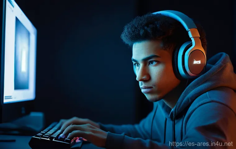 아레스 장비 강화 실패 시 대처 - Image Prompt 1: The Resilient Gamer's Gaze**