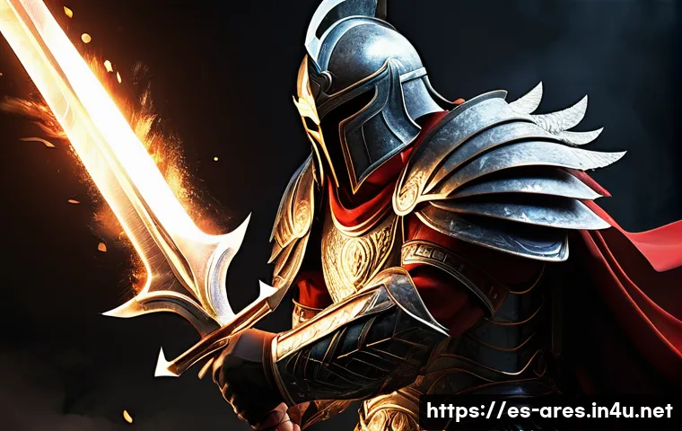 아레스 무기 종류별 비교 - A fierce warrior clad in heavy, intricately detailed armor inspired by ancient Greek design, wieldin...