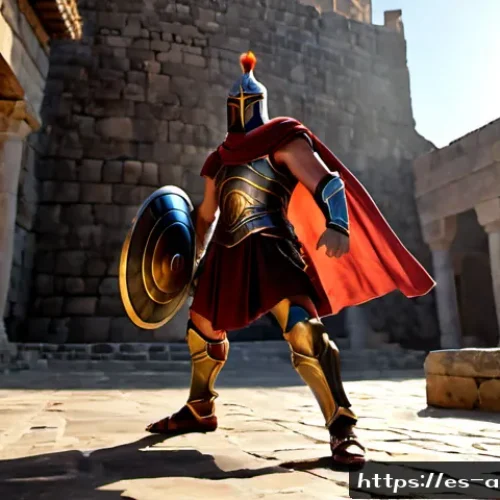 아레스 버프 스킬 활용법 - Photorealistic fantasy game scene, a powerful warrior inspired by Ares activating a crimson battle b...