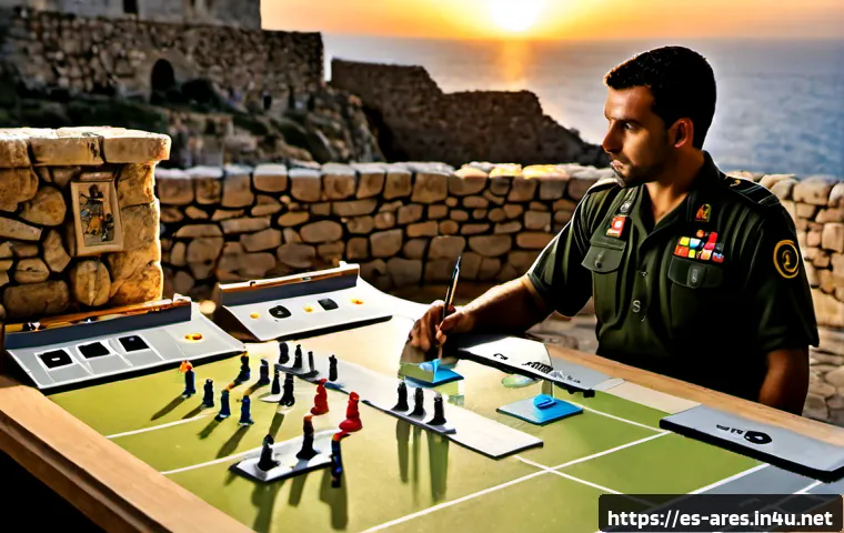 아레스 전투 시스템 이해 - Photorealistic tactical command scene inspired by an ancient-war battle system, a Spanish-speaking m...